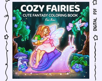 Libro da colorare "Fate accoglienti" per adulti - 40 scene fantasy accoglienti / Download digitale stampabile in PDF