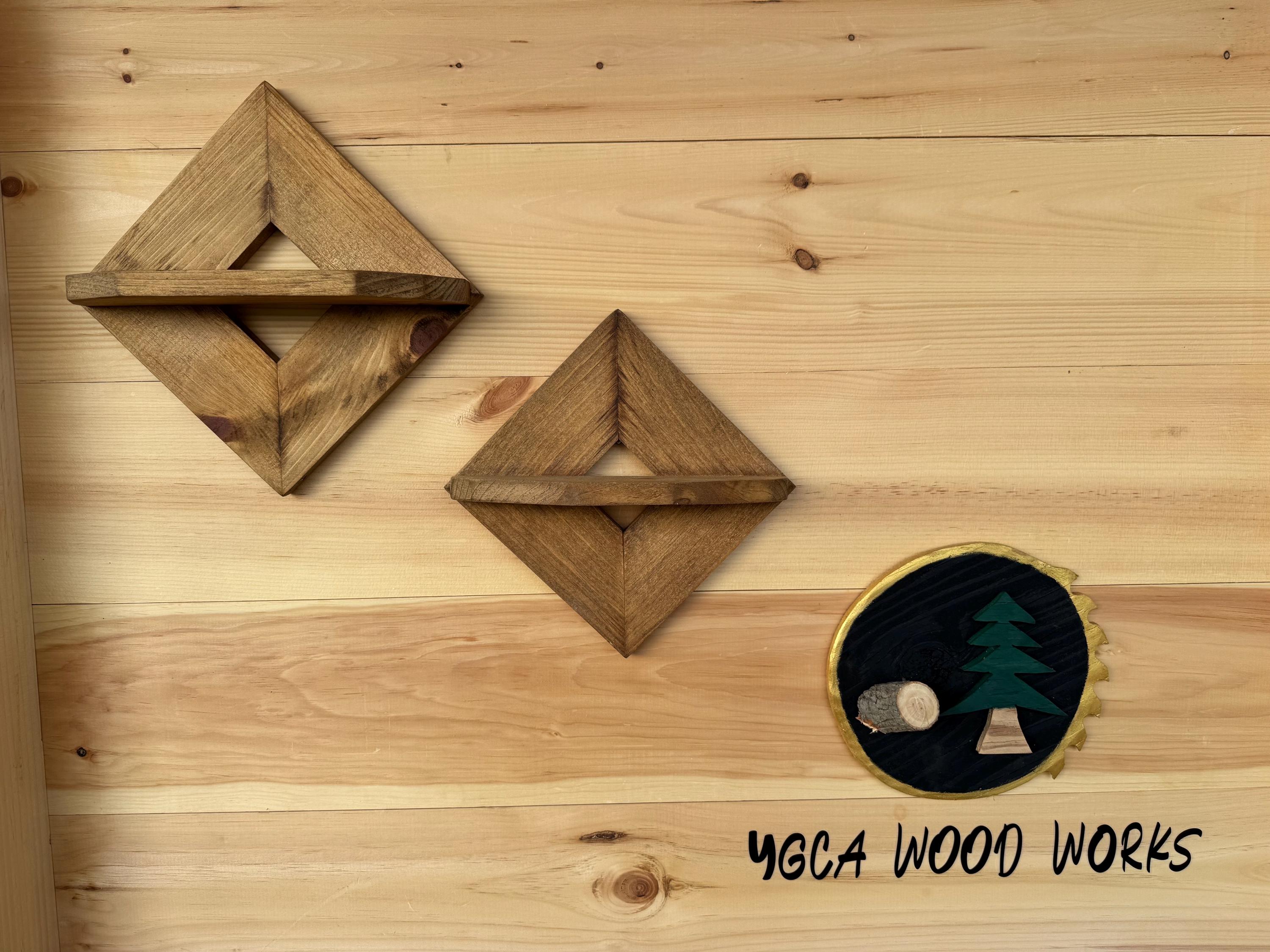 Unique Diamond Wooden Wall Shelves - Thumbnail 3