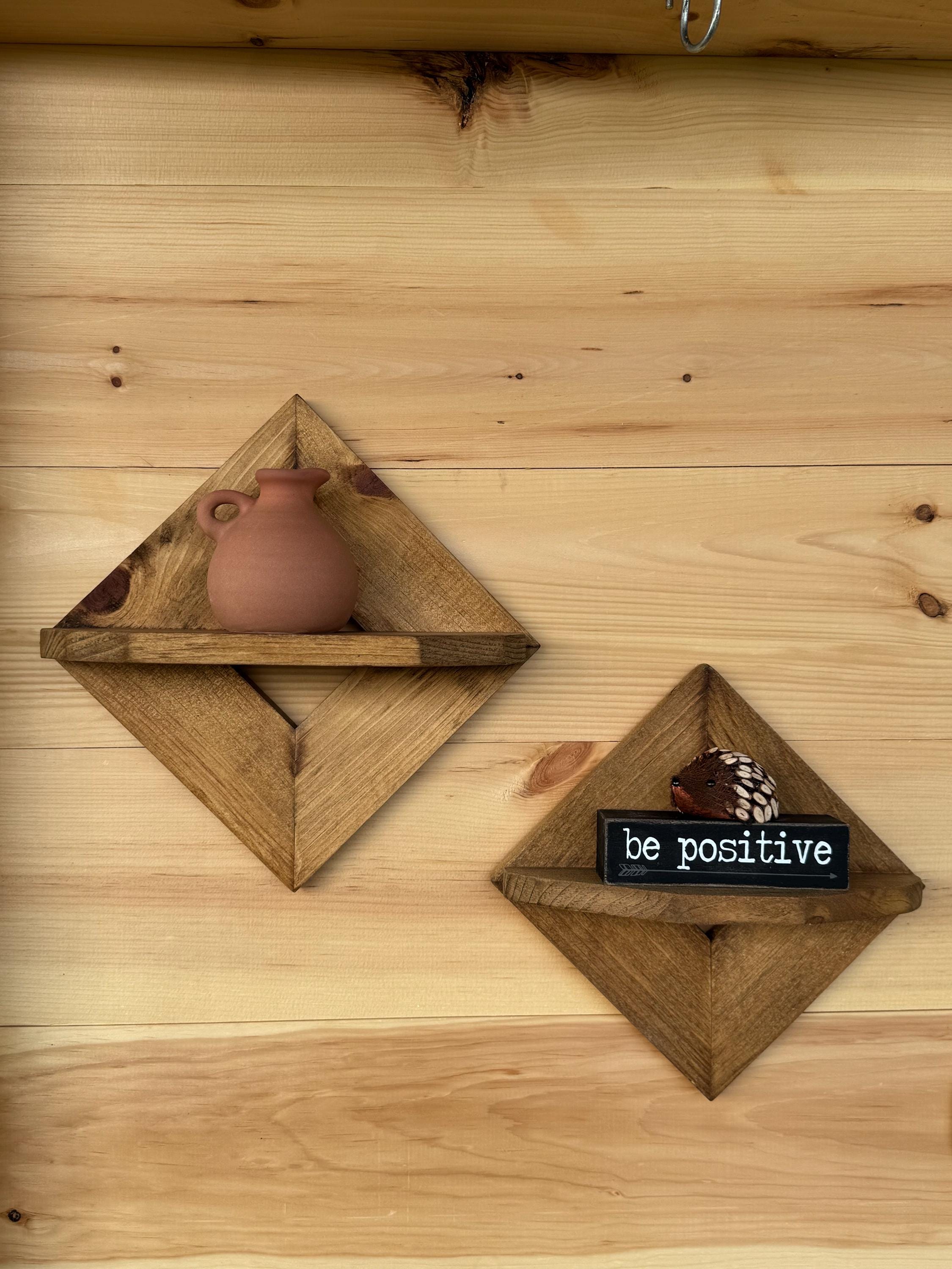 Unique Diamond Wooden Wall Shelves