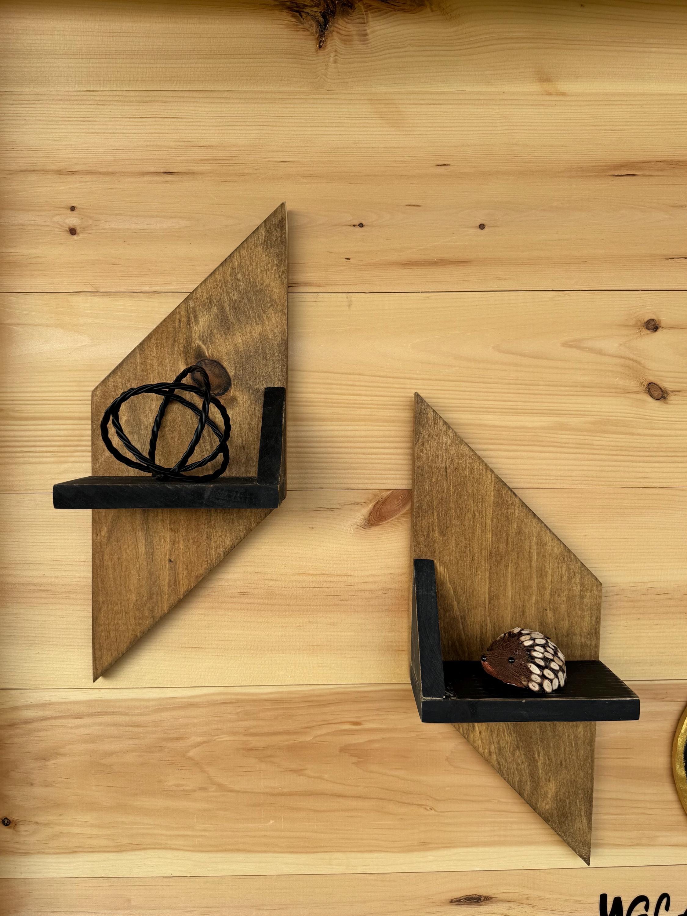 Geometric Wooden Wall Shelf Set of 2 - Thumbnail 3