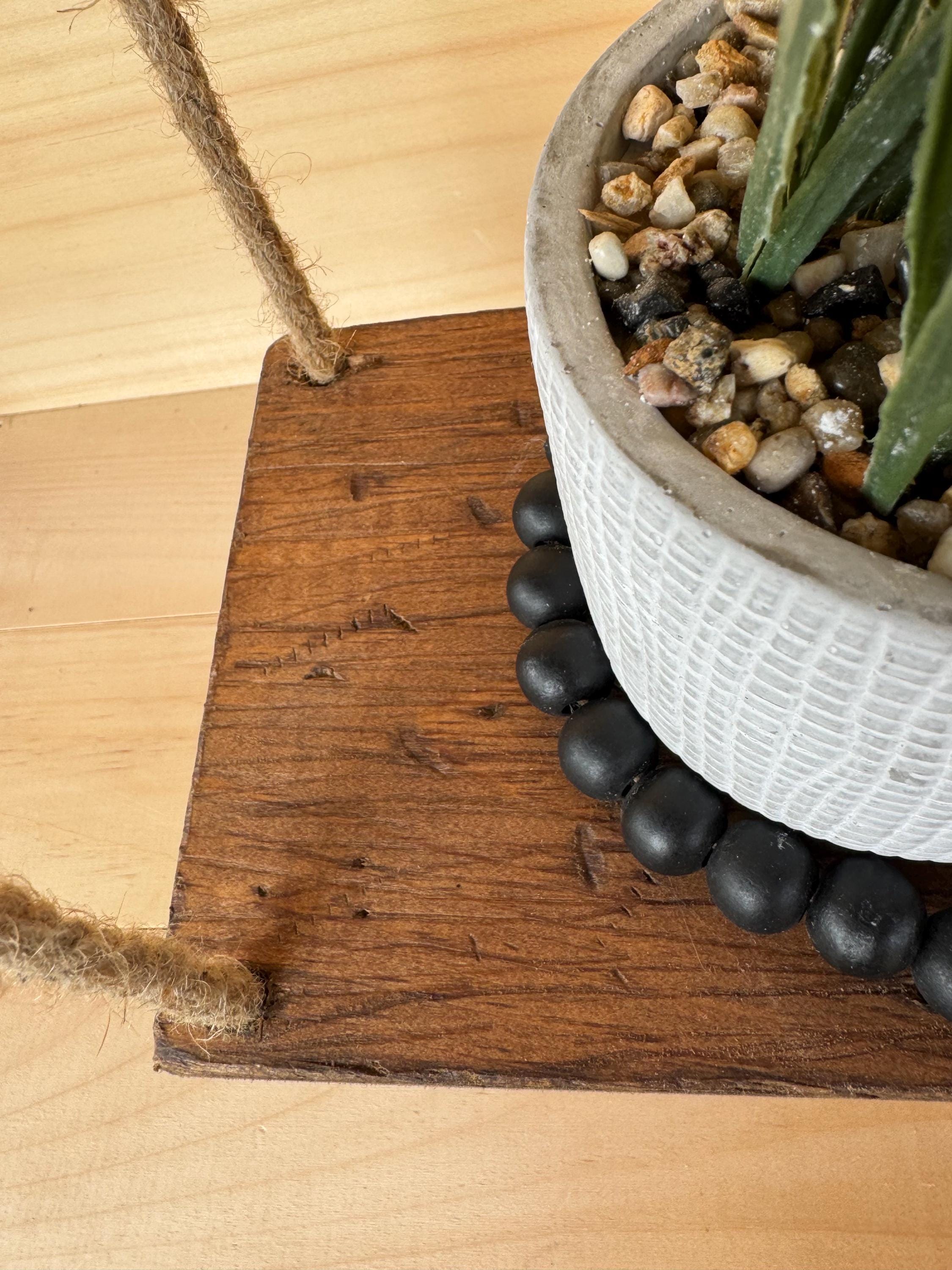 Rustic Hanging Rope Shelf – Farmhouse Wall Décor - Thumbnail 4