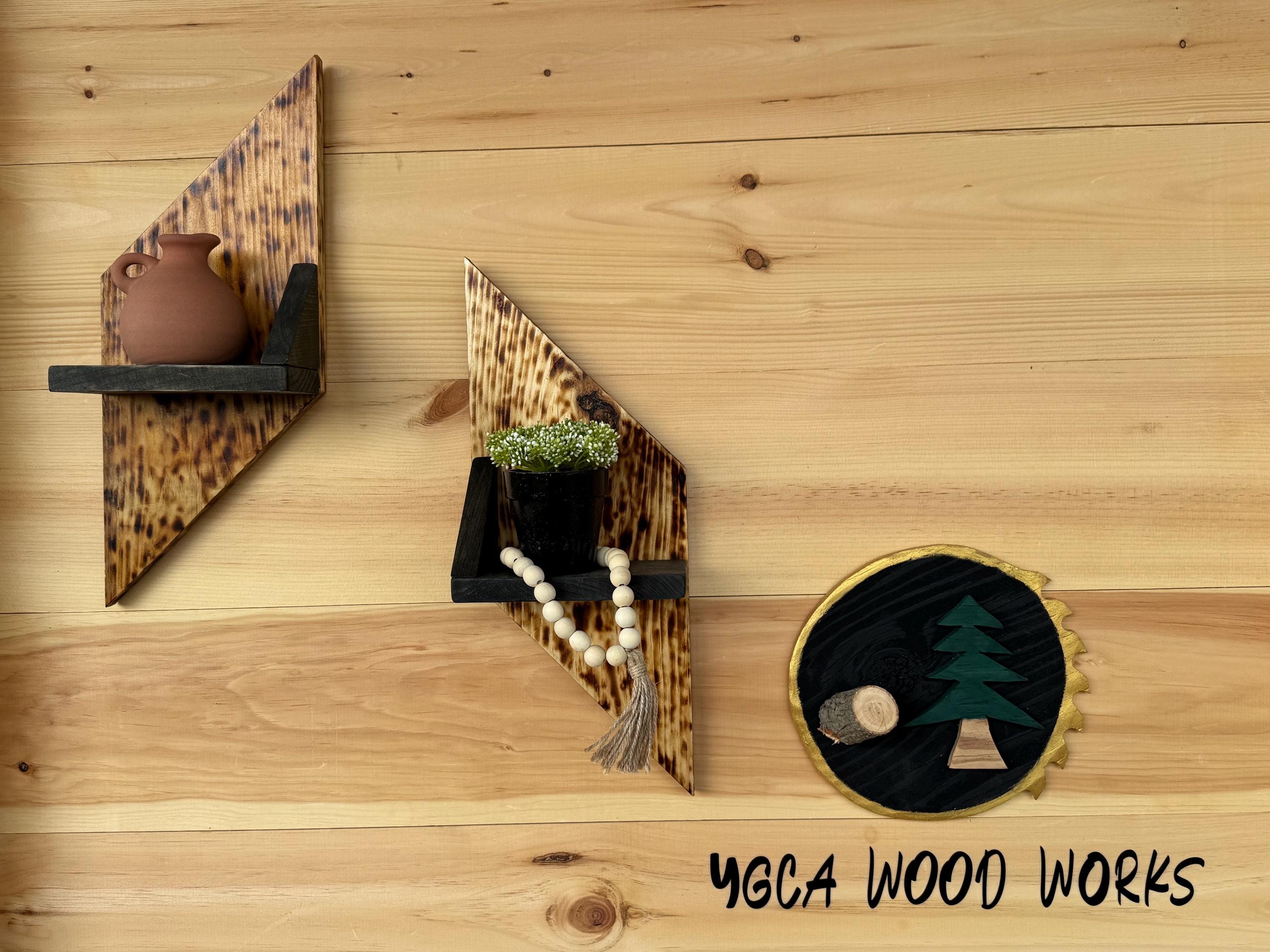 Geometric Wooden Wall Shelf Set of 2 - Thumbnail 4