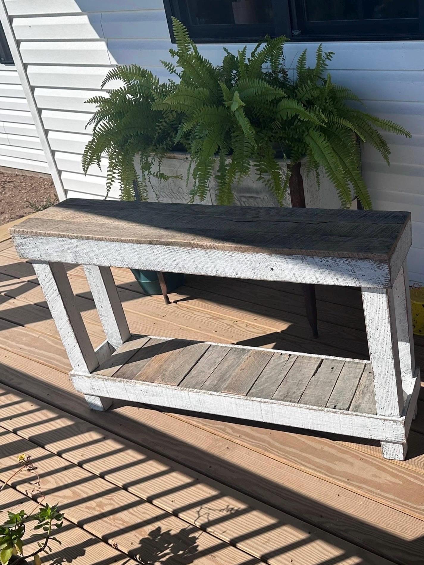 Rustic Reclaimed Wood Console Table – Custom Color Finish