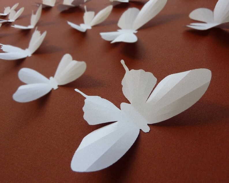 3D Wall Butterflies 20 White Butterfly Silhouettes Nursery Etsy