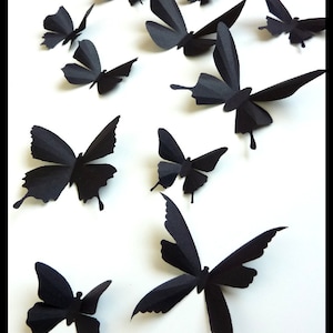 3D Wall Butterflies 20 Assorted Black Butterfly Silhouettes, Home Decor, Wedding, Nursery image 2