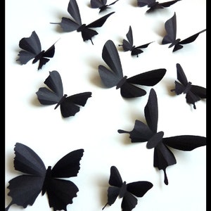 3D Wall Butterflies 20 Assorted Black Butterfly Silhouettes, Home Decor, Wedding, Nursery image 1