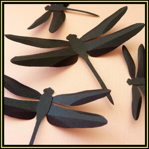 3D Wall Dragonfly - 20 Assorted Black Dragonflies Silhouettes