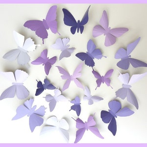 3D Wall Butterflies 30 Lavender, Purple, Eggplant Butterfly Silhouettes, Nursery, Home Decor, Wedding image 1