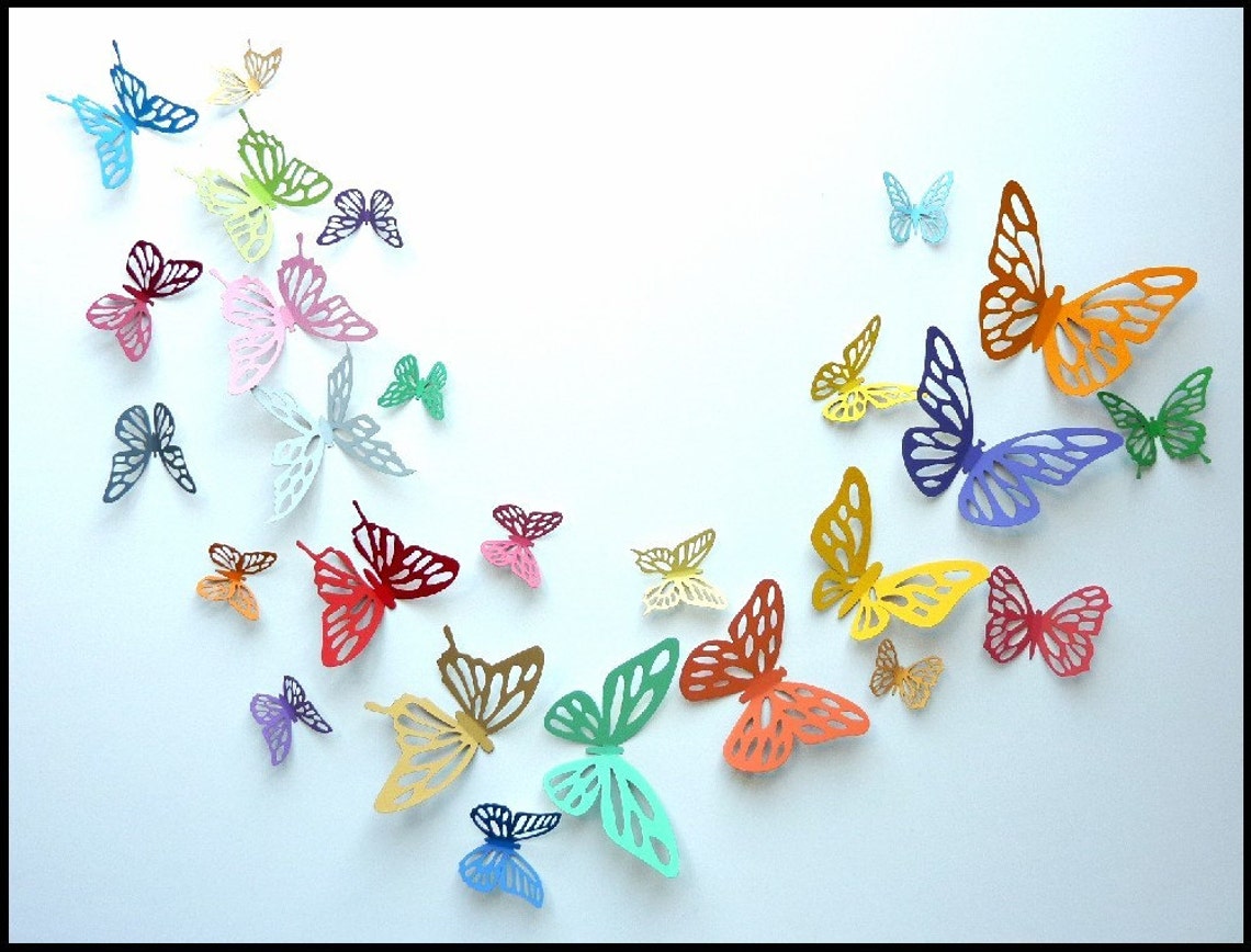 3D Wall Butterfly 60 Colorful Butterflies for Nursery Etsy