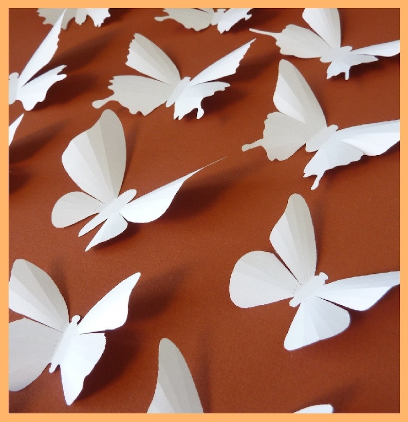 3D Wall Butterflies 20 White Butterfly Silhouettes Nursery Etsy