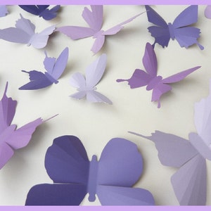 3D Wall Butterflies 30 Lavender, Purple, Eggplant Butterfly Silhouettes, Nursery, Home Decor, Wedding image 4