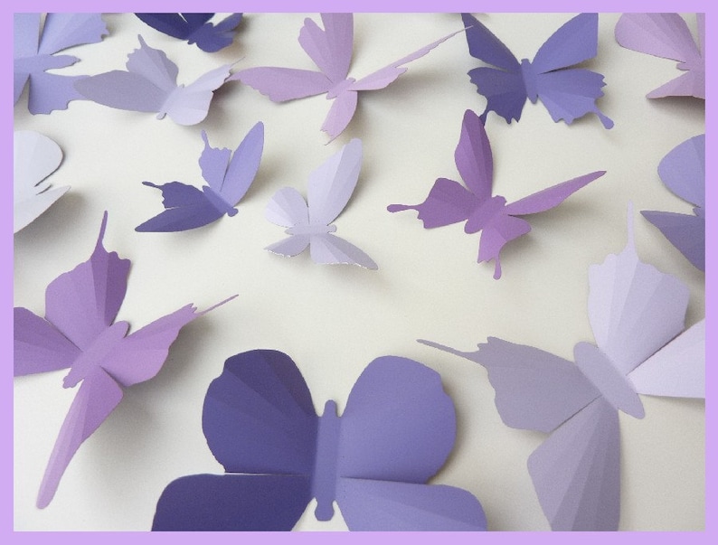 3D Wall Butterflies 30 Lavender, Purple, Eggplant Butterfly Silhouettes, Nursery, Home Decor, Wedding image 4