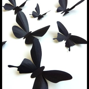 3D Wall Butterflies 20 Assorted Black Butterfly Silhouettes, Home Decor, Wedding, Nursery image 3