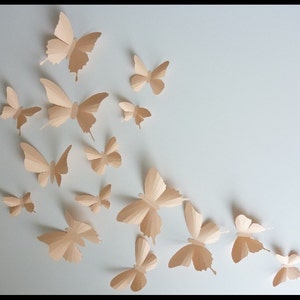 3D Wall Butterflies - 15 Light Peach Butterfly Silhouettes, Nursery, Home Decor, Wedding