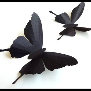 3D Wall Butterflies 20 Assorted Black Butterfly Silhouettes, Home Decor, Wedding, Nursery image 4