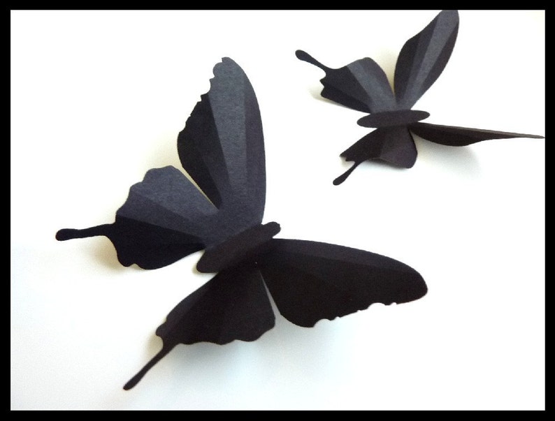 3D Wall Butterflies 20 Assorted Black Butterfly Silhouettes, Home Decor, Wedding, Nursery image 4
