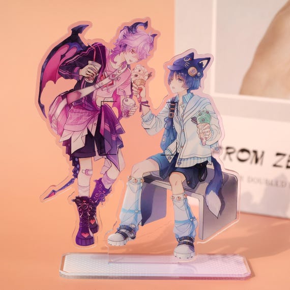 Genshin Impact Durin Wanderer Chibi Acrylic Stand with Ice Cream, Cute Double Character Desktop Standee Collectible Gift for Fans