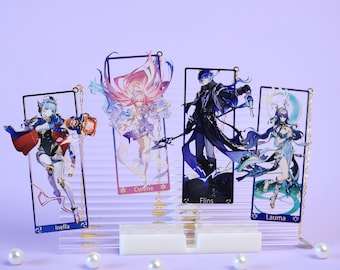 Genshin Flins Cyrene Ineffa Lauma Metal Bookmark Set-Perfect Christmas Gift for Anime Lovers and Gamers,Handmade Collectible with Gold Chain