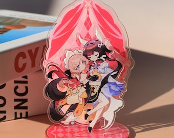 Genshi Colombina Sandrone acrylic standee with vivid anime characters, ideal as a desktop decor collectible- fan gift for anime enthusiasts