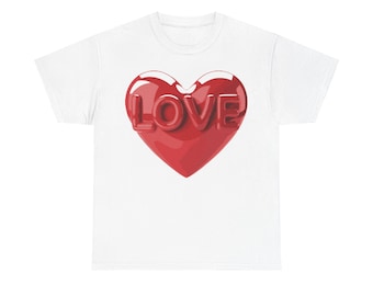 Love Heart Graphic T-Shirt: Unisex Heavy Cotton Valentine's Day Shirt
