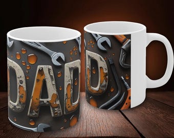 Dad Mug: Geschenk für Mechaniker, Tasse mit Werkzeug