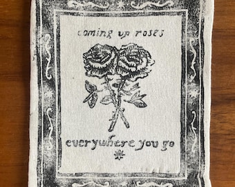 handmade sew-on linocut patch / elliott smith inspired design made from upcycled fabric