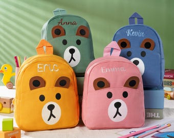 Personalized Teddy Bear Kids Backpack, Embroidered Name Children's Backpack, Back to School Bag Gift