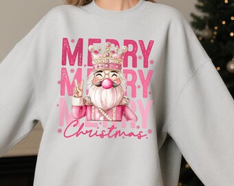 Glitter Pink Christmas Nutcracker PNG, Holiday Design (Digital Download)
