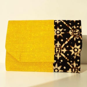 Card Holder | Kurume Weave [Dark Yellow] × Indonesian Batik Tulis [Brown Truntum] | MG FUSION | 18