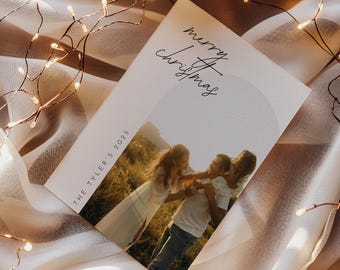 Tarjeta navideña con foto de arco moderno l Tarjeta navideña con foto familiar l Canva editable, imprimible, descarga digital instantánea (5x7) l Guía de impresión