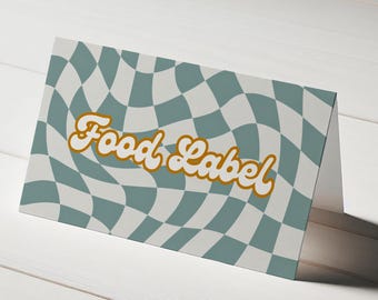 Etiqueta de comida para el primer cumpleaños de un tipo feliz / Cumpleaños con emoticono retro / Descarga digital instantánea editable e imprimible en Canva