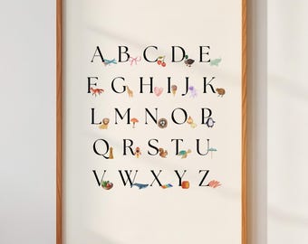 Póster minimalista del alfabeto: Arte mural con acuarela (descarga digital)