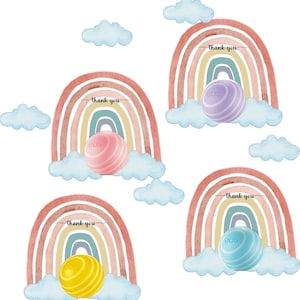 EOS baby shower favors, 12 eos baby shower lip balm holders,eos party favors,eos favors, trendy party favors,eos rainbow cloud, rainbow