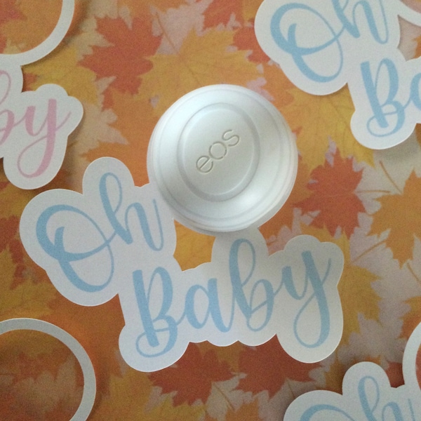 EOS baby shower favor, 12 EOS baby shower lip balm holders, EOS party favors, eos lip balm favor,  Oh Baby eos holders, trendy favors