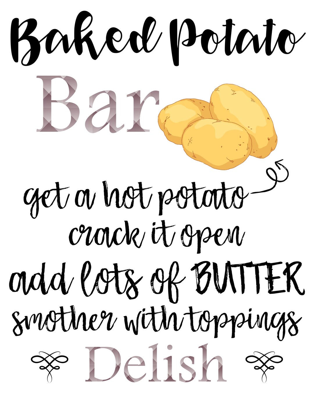 Baked Potato Bar Sign, Digital Party Sign, Party Sign - Etsy
