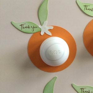 Orange Baby Shower Favors: EOS Lip Balm Holders, Little Cutie Theme (Set of 12)