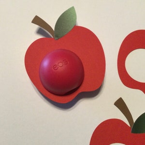 EOS baby shower favors, 12 eos baby shower lip balm holders,eos party favors,eos favors, trendy party favors,eos, red apple favors, apples