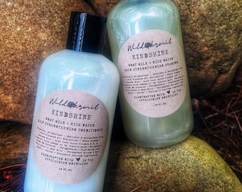 Goat Milk & Rice Water Shampoo and Conditioner Set: KindShine Blend, Organic