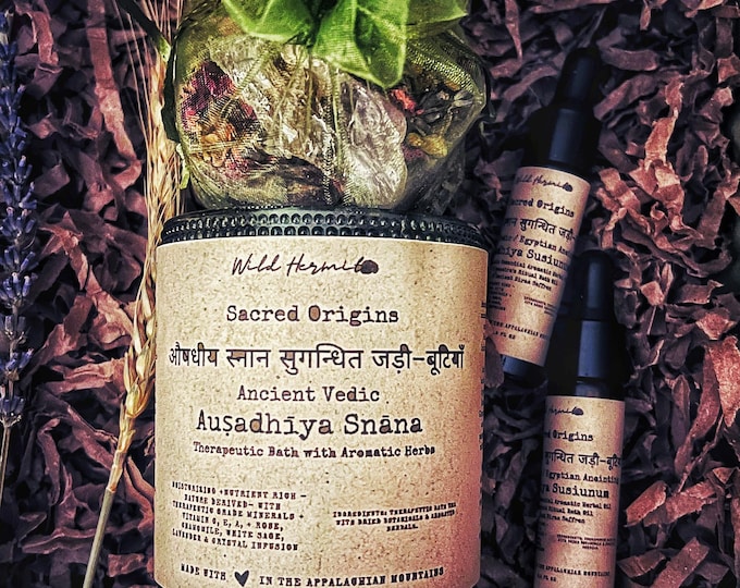 Ancient Vedic + Egyptian Recipe Ausadhiya Snana & Susiunum - Therapeutic Bath Tea with Aromatic Herbs | Organic |