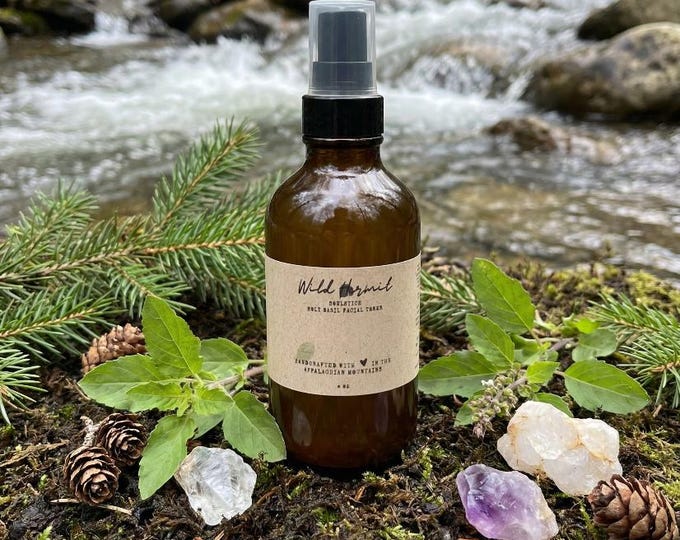 Holy Basil Facial Toner: Organic Tulsi, Chamomile & Aloe Vera | Vitamins A through E