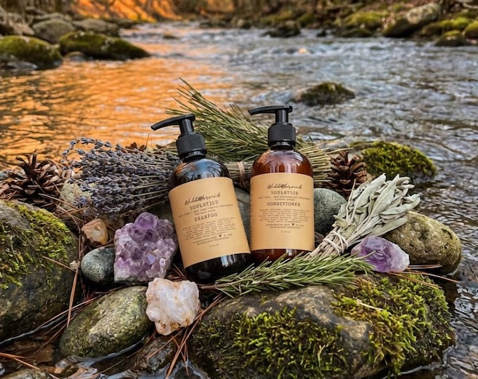 Rosemary +Tulsi (Holy Basil) Goat Milk Shampoo & Conditioner Set: Plant-Powered Rapid Growth | Nutrient Dense