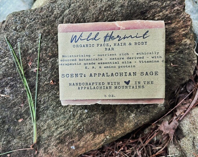 Organic Wildcraft Face, Hair & Body Soap Bar - For All Skin Types - Nutrient Rich - Handcrafted with Love in the heart of the Appalachians