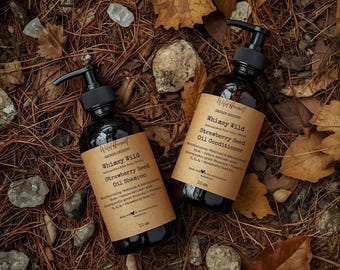 Organic Goat Milk Shampoo and Conditioner with Organic Strawberry Seed Oil - For Gloss & Shine