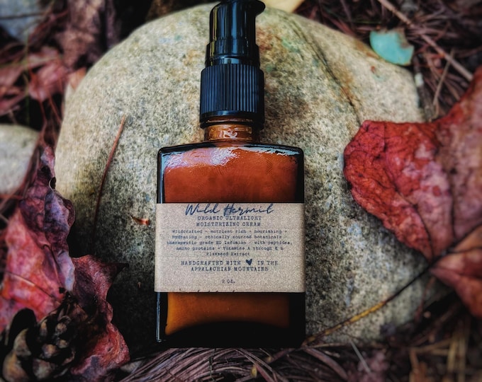 Organic Ultralight Moisturizing Cream -Wildcrafted- Eco Friendly - All Day Hydration - Plant Enzymess + Vitamins A through E - Made to Order