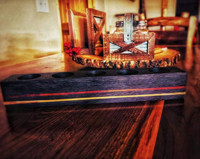 Handcrafted Exotic Wood Tealight Holder | One of a Kind | African Wenge, Padauk & Lati