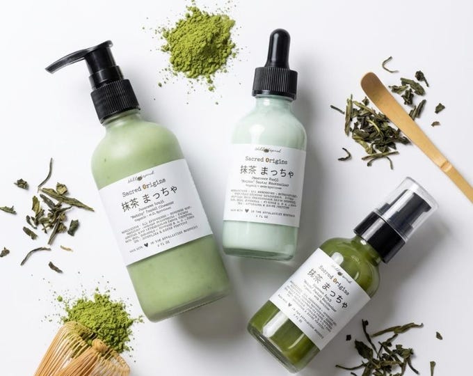 Matcha Green Tea Skincare Trio: Plant Based Cleanser, Moisturizer & Serum | 4000BCE Zhou Dynasty Recipe