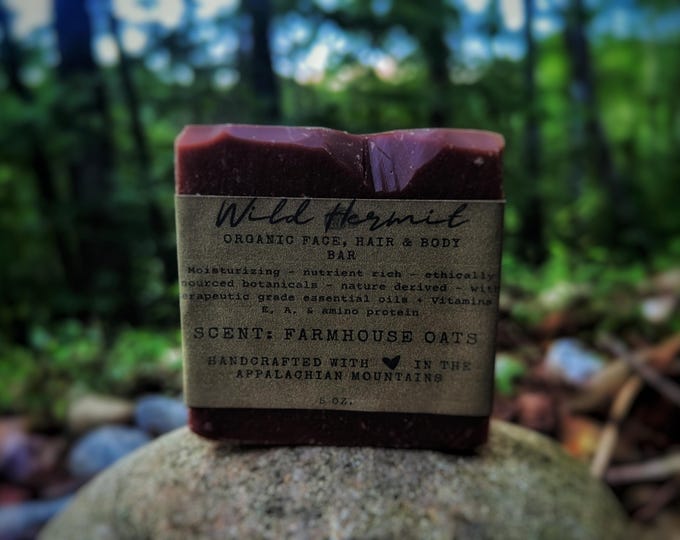 Organic Wildcraft Face, Hair & Body Soap Bar - For All Skin Types - Nutrient Rich - Handcrafted with Love in the heart of the Appalachians