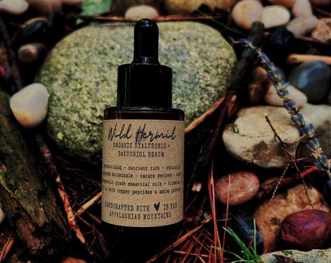 Wildcrafted Hyaluronic Bakuchiol Facial Serum | Plant Enzymes | Collagen Peptides | Vitamins A through E & K | Made in the Appalachians