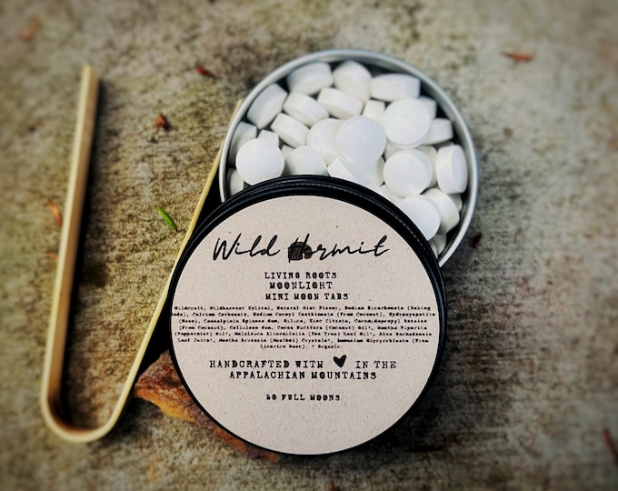Living Roots Collection Vanilla Mint Toothpaste Tablets: Natural Mini Moons with Bamboo Tongs
