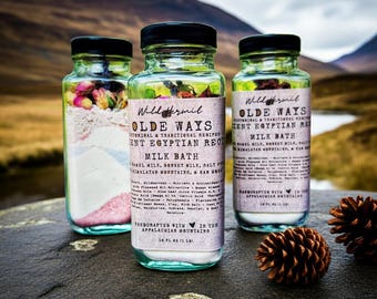 Traditional Egyptian Recipe Milk Bath | Donkey, Cow & Goat Milk, Pink Salt | Mineral Rich | Organic